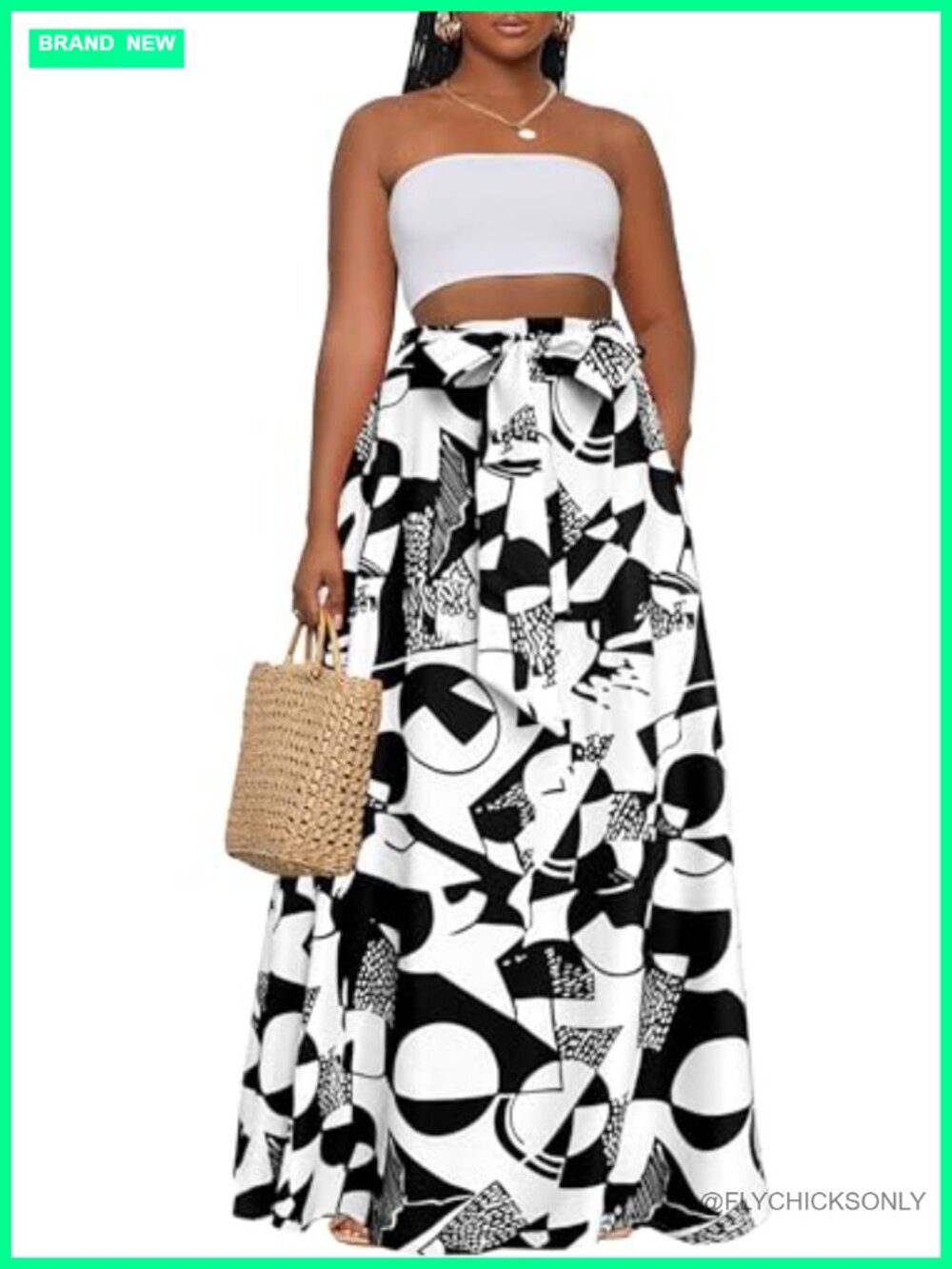 Afibi Womens High Waist Tie African Print Long Maxi Skirt with Pockets